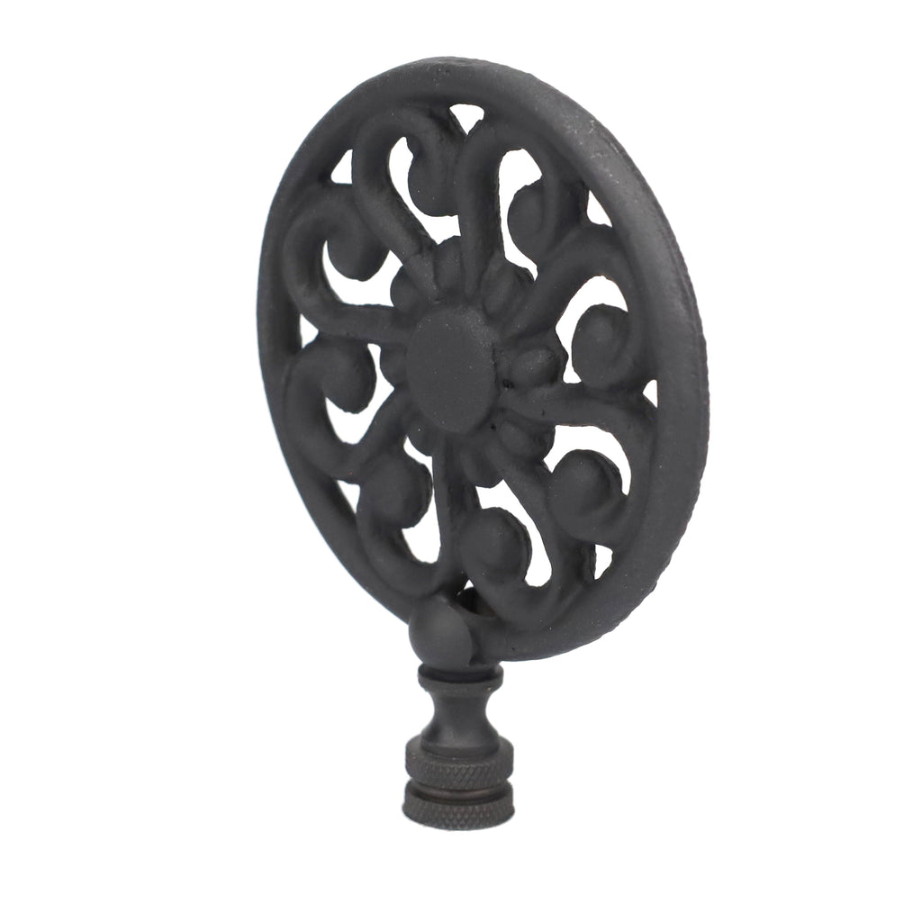 4" Tall Finial, 3" Diameter Black Sunflower Pattern, 1/4-27F Tap (15205)