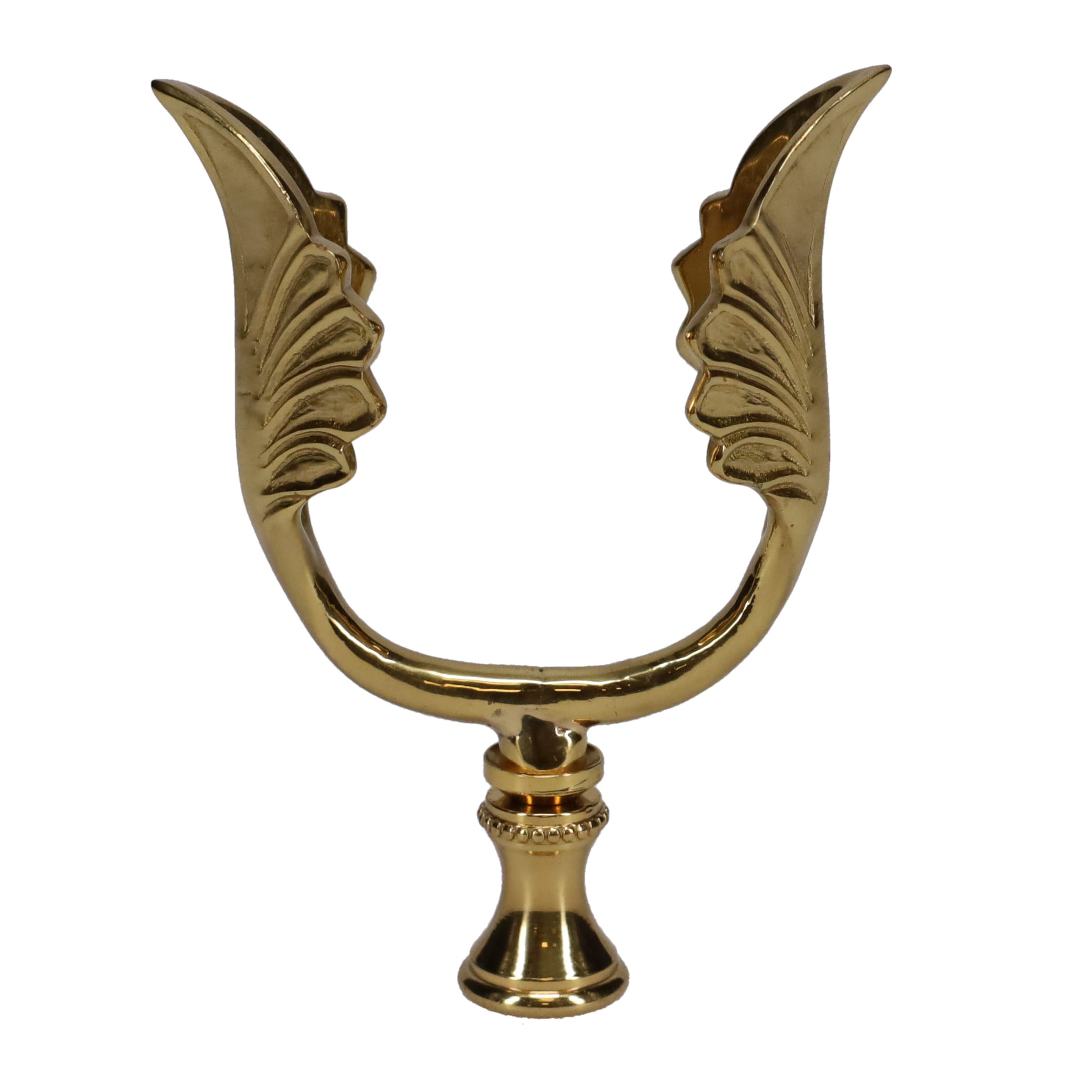 3-1/2" Tall Brass Finial, U-Shaped Leaf Scrollwork, 1/4-27F Tap (15206)