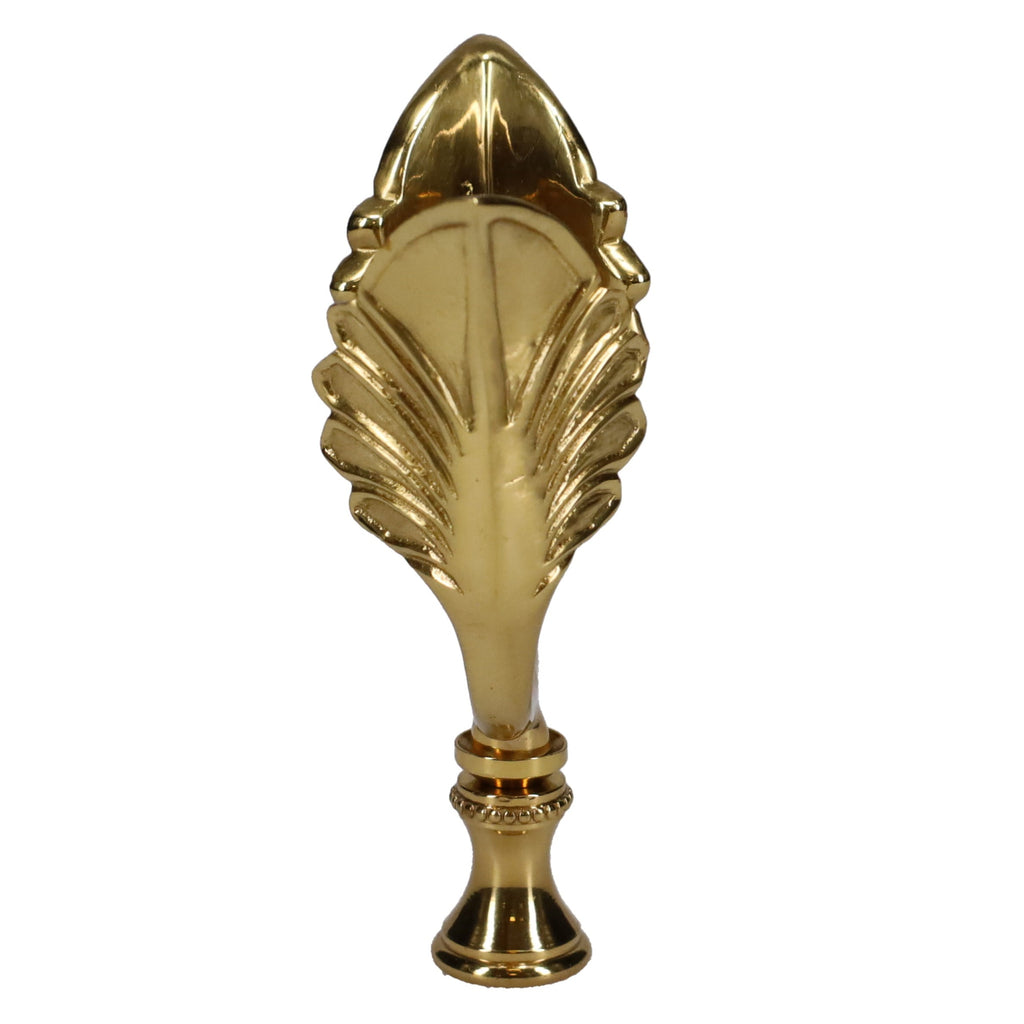 3-1/2" Tall Brass Finial, U-Shaped Leaf Scrollwork, 1/4-27F Tap (15206)