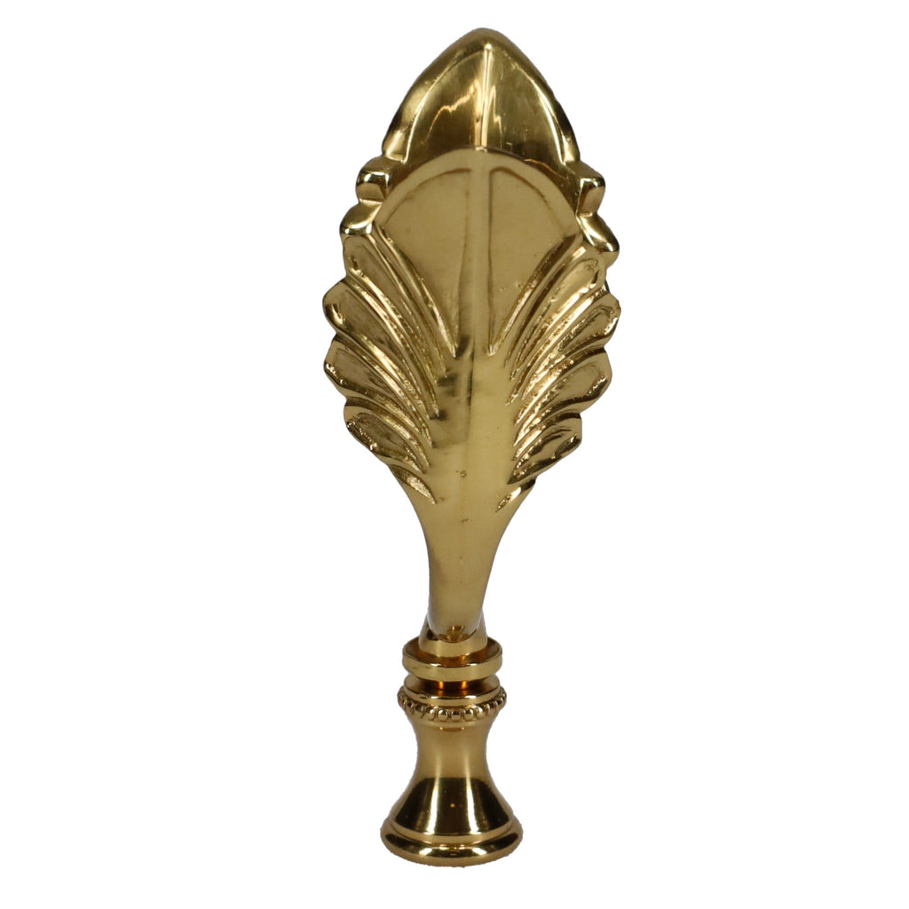 3-1/2" Tall Brass Finial, U-Shaped Leaf Scrollwork, 1/4-27F Tap (15206)