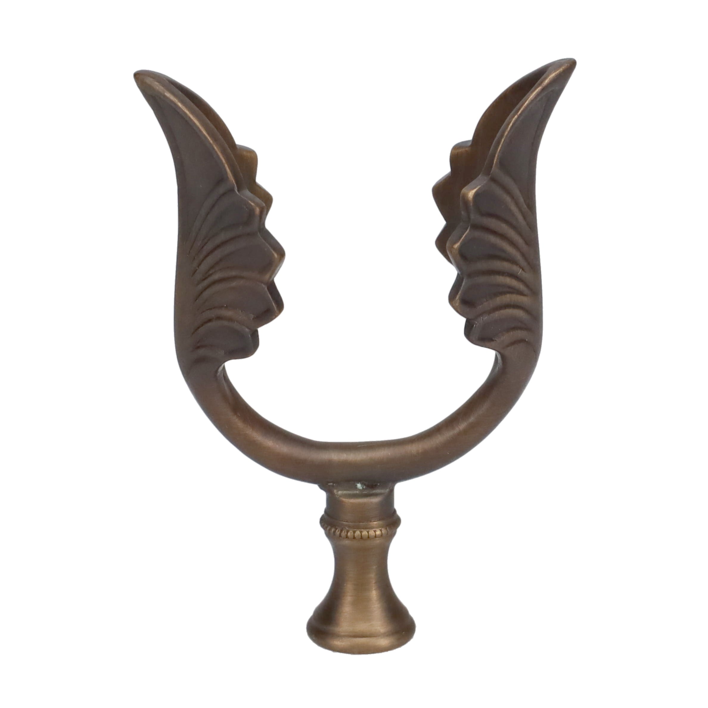 3-1/2" Tall Brass Finial, U-Shaped Leaf Scrollwork, Dark Bronze, 1/4-27F Tap (15206BR)