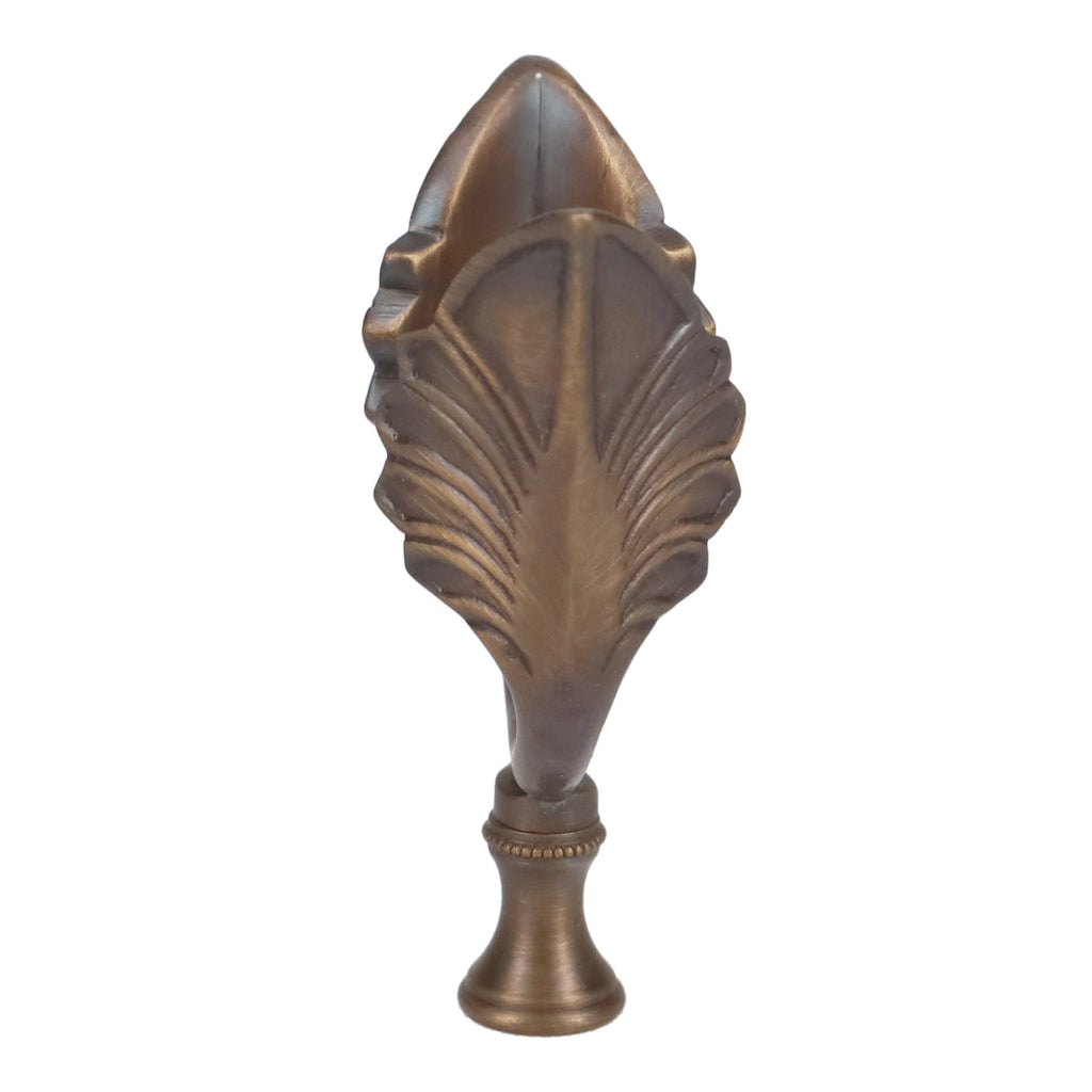 3-1/2" Tall Brass Finial, U-Shaped Leaf Scrollwork, Dark Bronze, 1/4-27F Tap (15206BR)