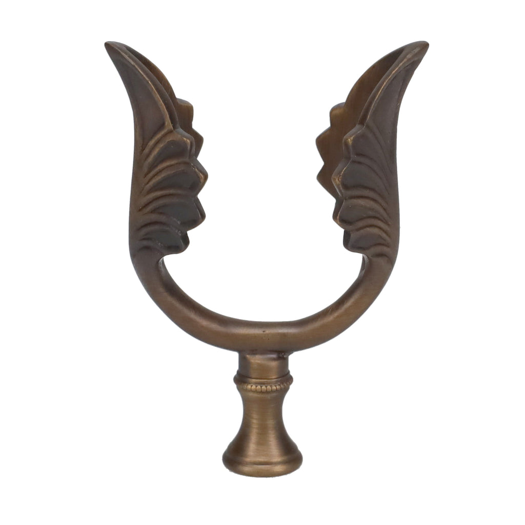 3-1/2" Tall Brass Finial, U-Shaped Leaf Scrollwork, Dark Bronze, 1/4-27F Tap (15206BR)