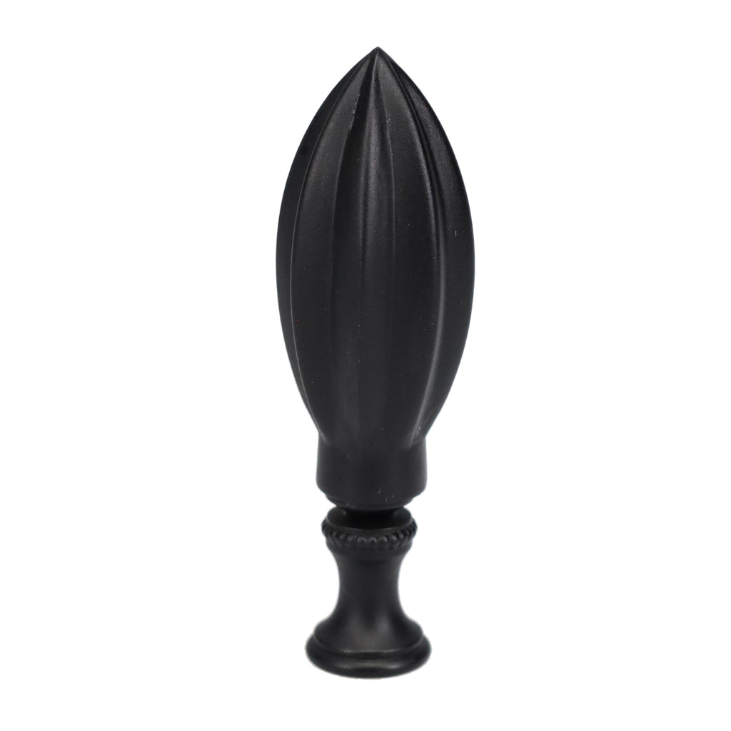 3" Tall Brass Finial, 1" Diam. Black Spindle, 1/4-27F Tap (15207)