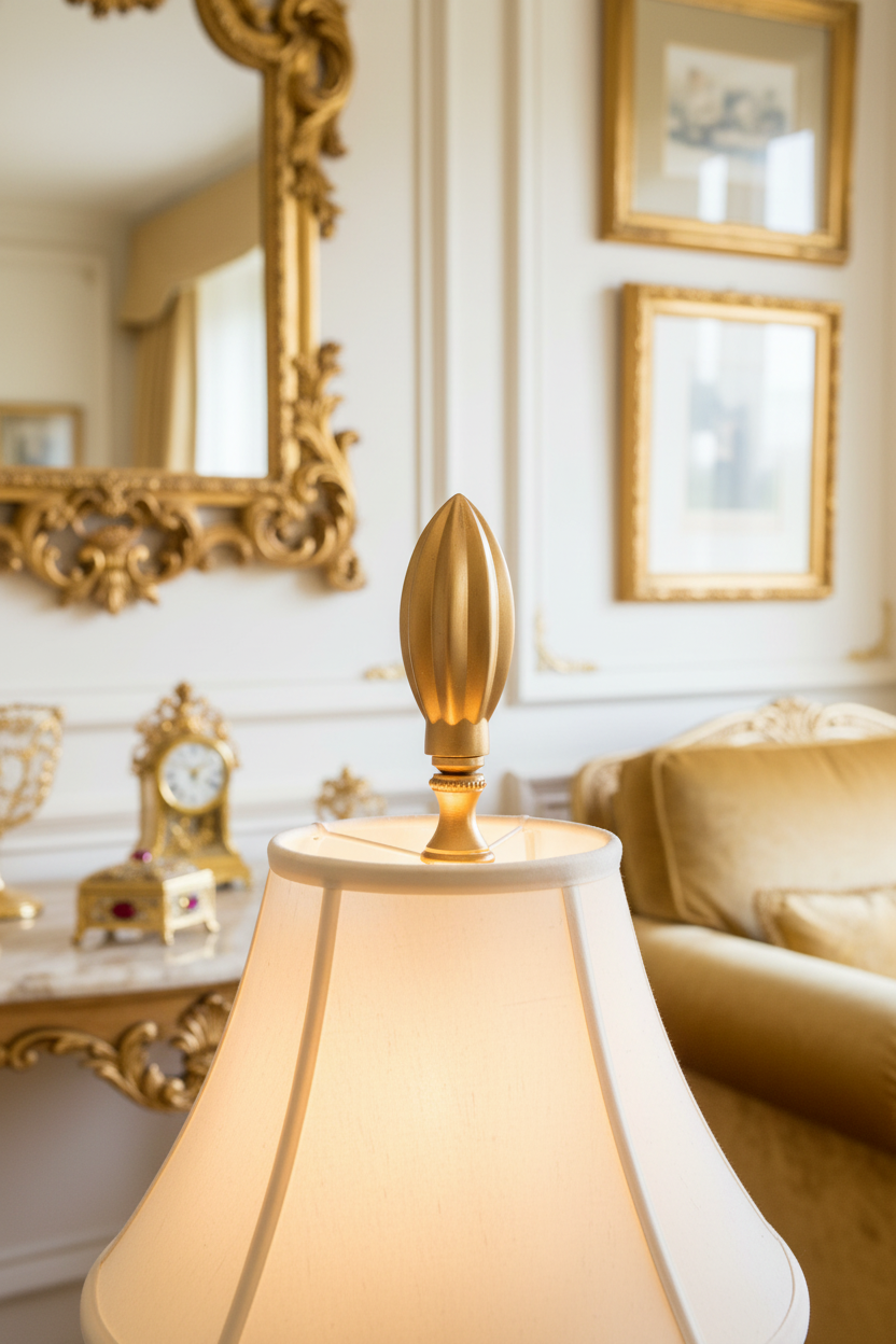 3" Tall Brass Finial, 1" Diam. Gold Spindle, 1/4-27F Tap (15207G1)