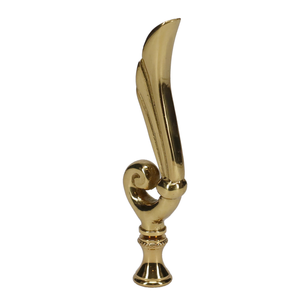 4-1/4" Tall Brass Finial, Victorian Leaf Flourish, 1/4-27F Tap (15208)