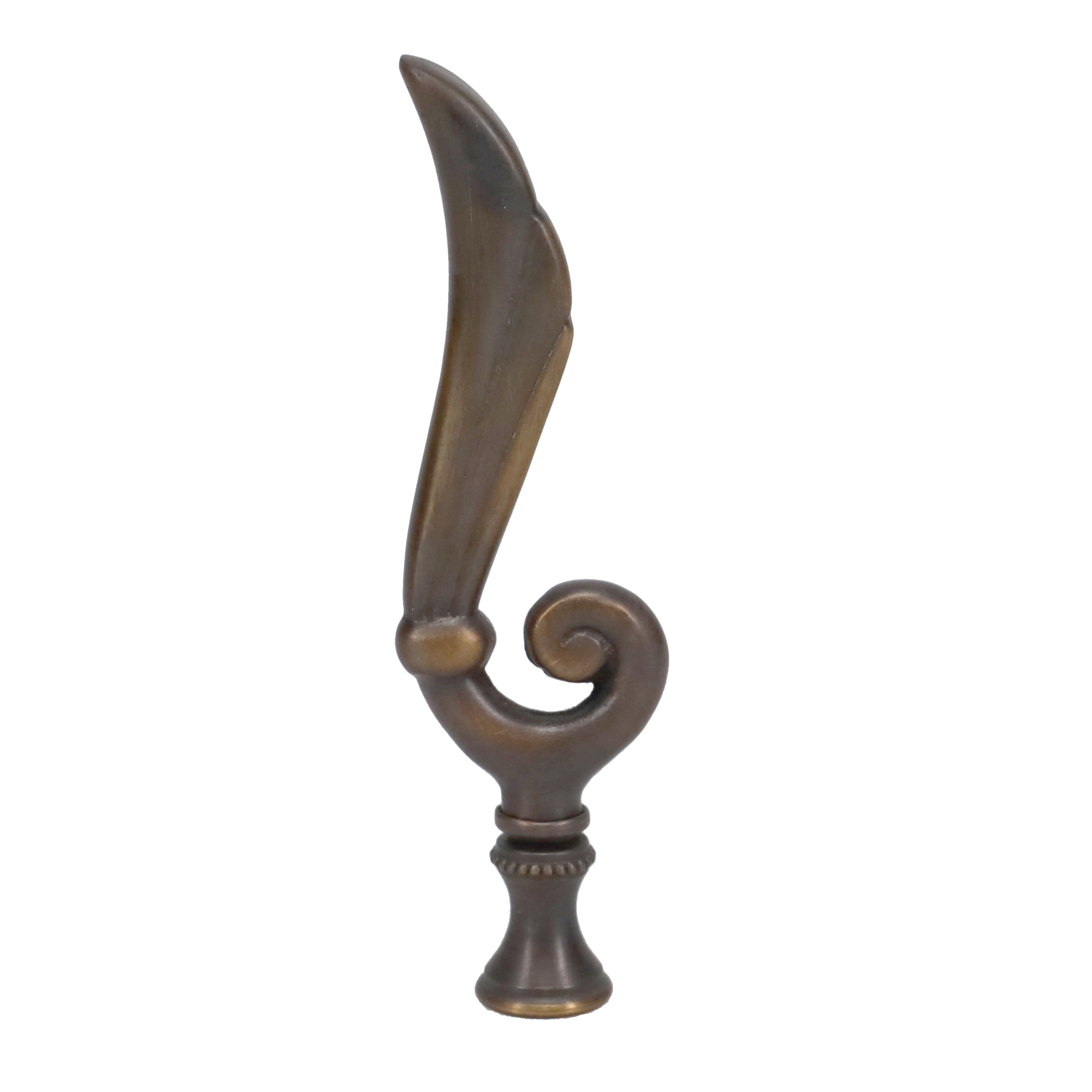 4-1/4" Tall Brass Finial, Victorian Leaf Flourish, Bronze Finish, 1/4-27F Tap (15208BR)