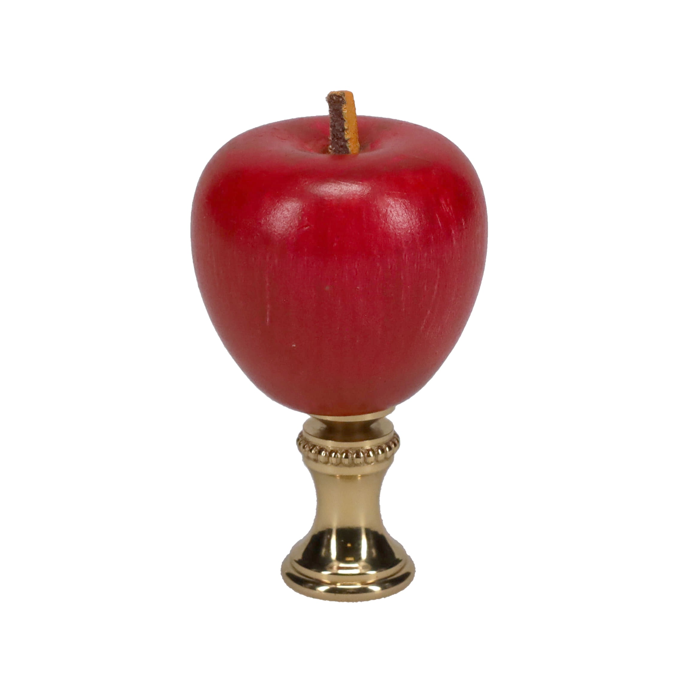 2-1/4" Tall Brass Finial, Red Apple, 1/4-27F Tap (15212)