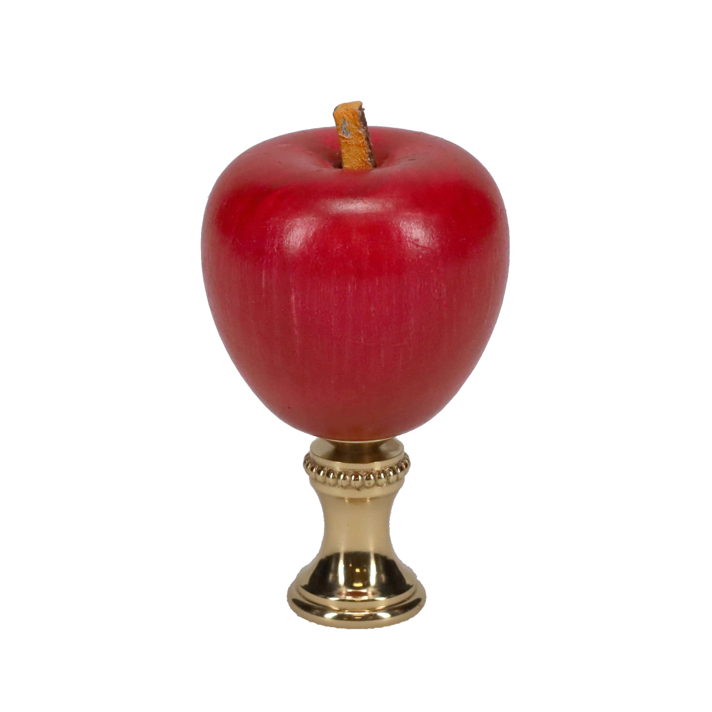 2-1/4" Tall Brass Finial, Red Apple, 1/4-27F Tap (15212)