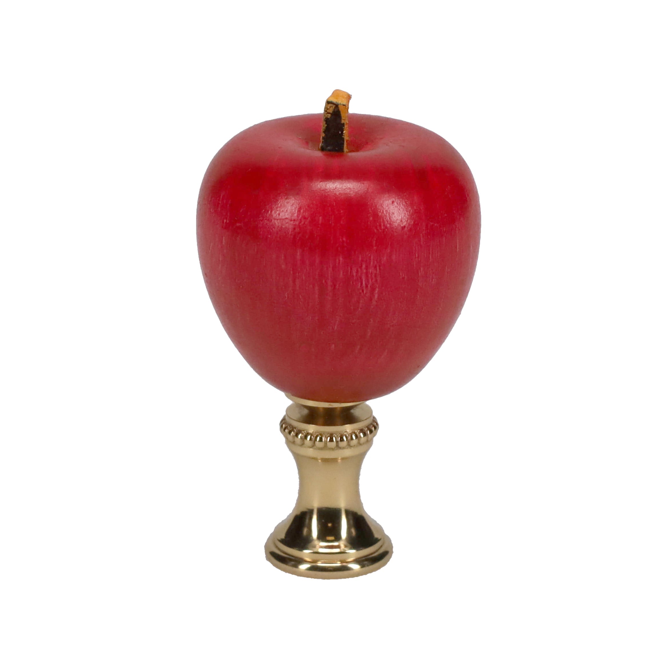 2-1/4" Tall Brass Finial, Red Apple, 1/4-27F Tap (15212)