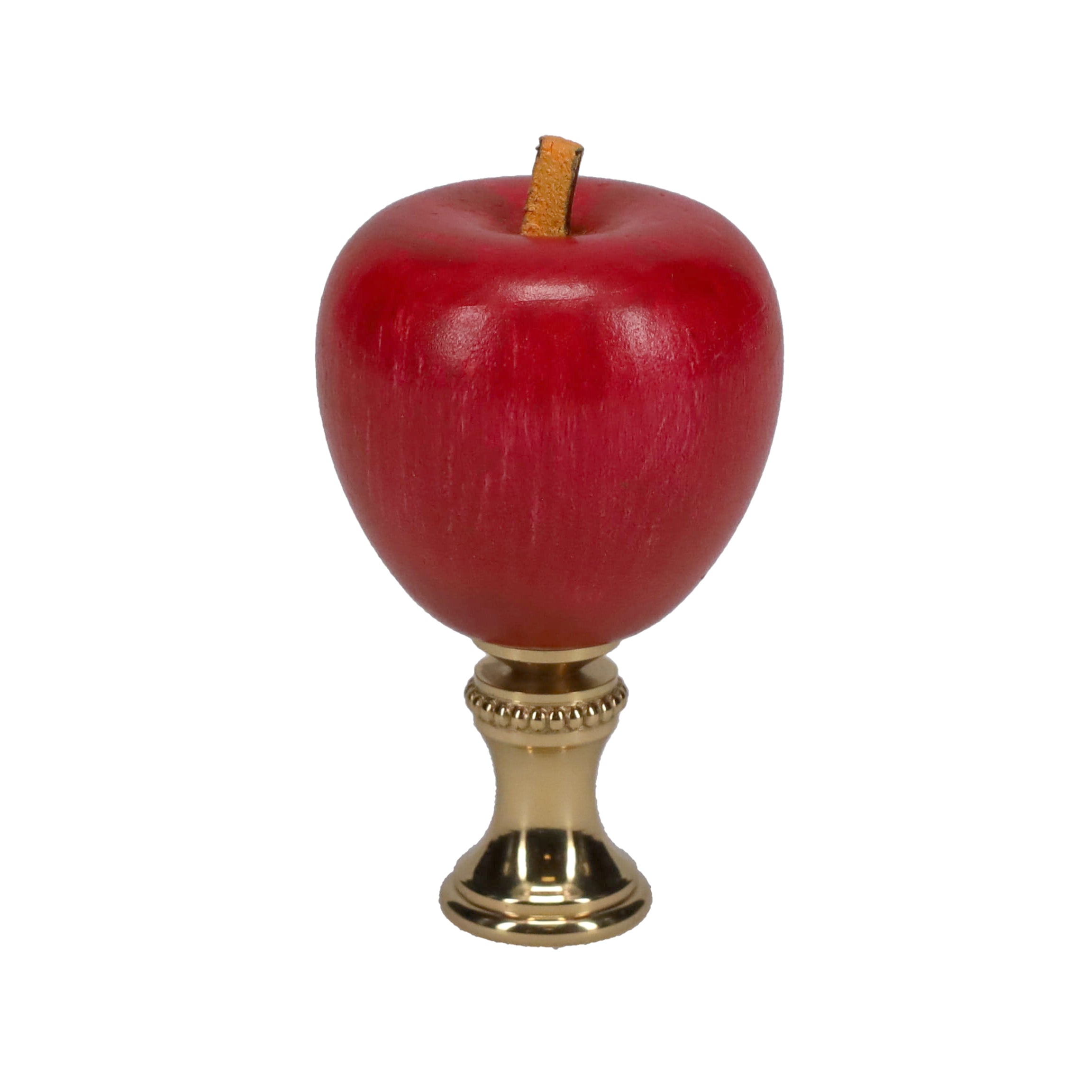 2-1/4" Tall Brass Finial, Red Apple, 1/4-27F Tap (15212)