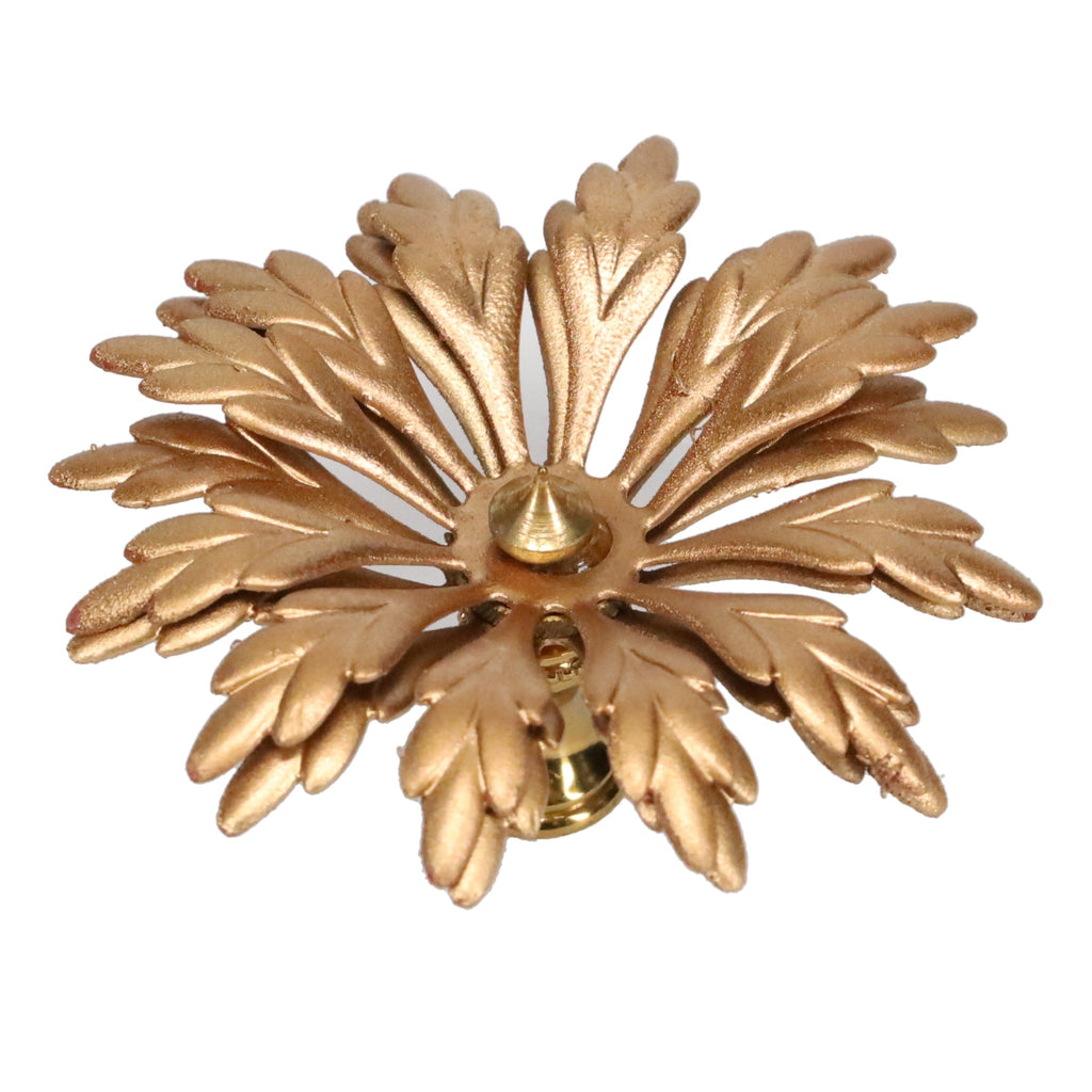 1-3/8" Tall Brass Finial, 3" Diam. Gold Flower Petal Bloom, 1/4-27F Tap (15213)