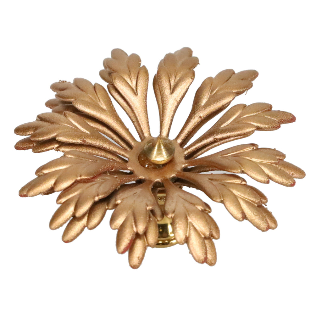 1-3/8" Tall Brass Finial, 3" Diam. Gold Flower Petal Bloom, 1/4-27F Tap (15213)