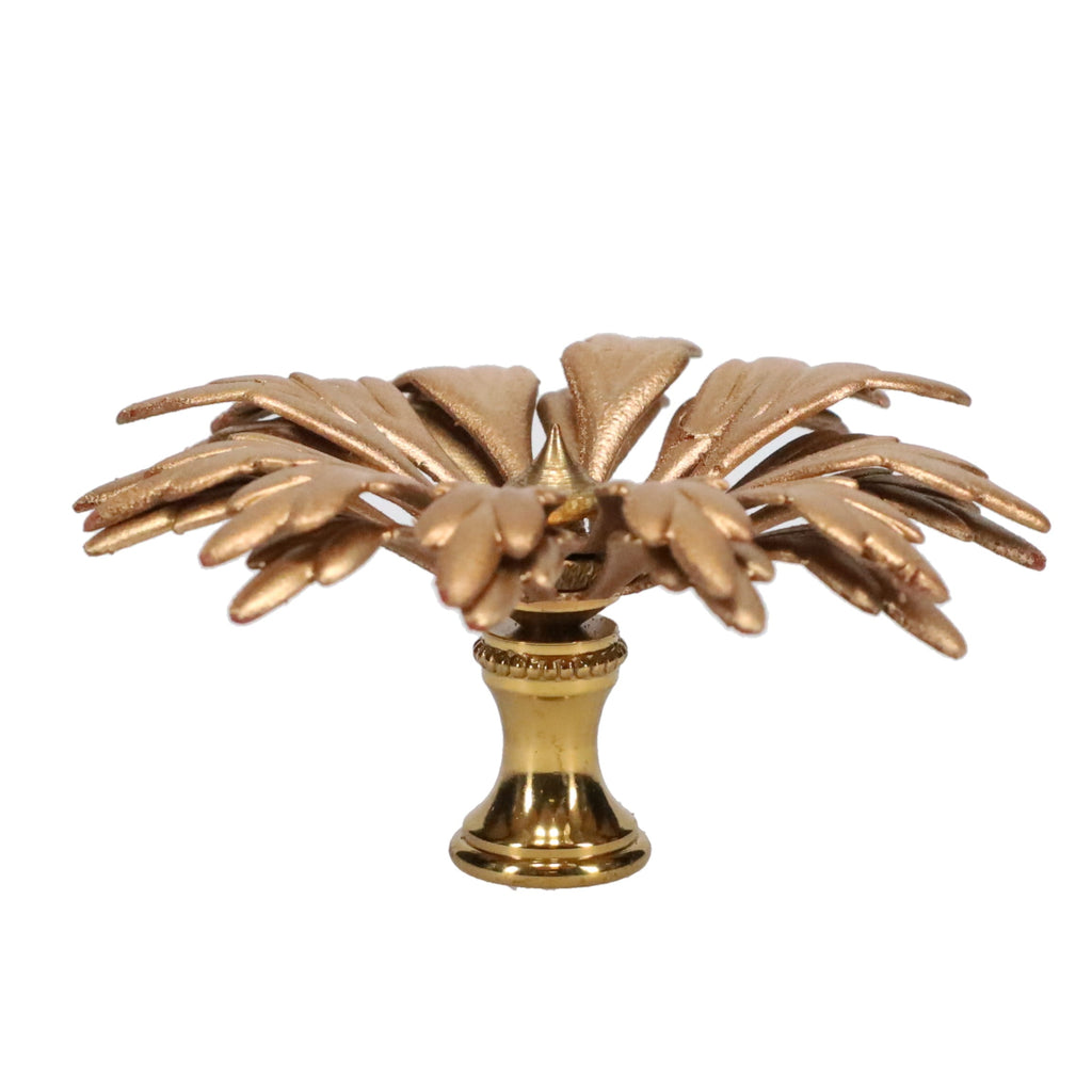 1-3/8" Tall Brass Finial, 3" Diam. Gold Flower Petal Bloom, 1/4-27F Tap (15213)