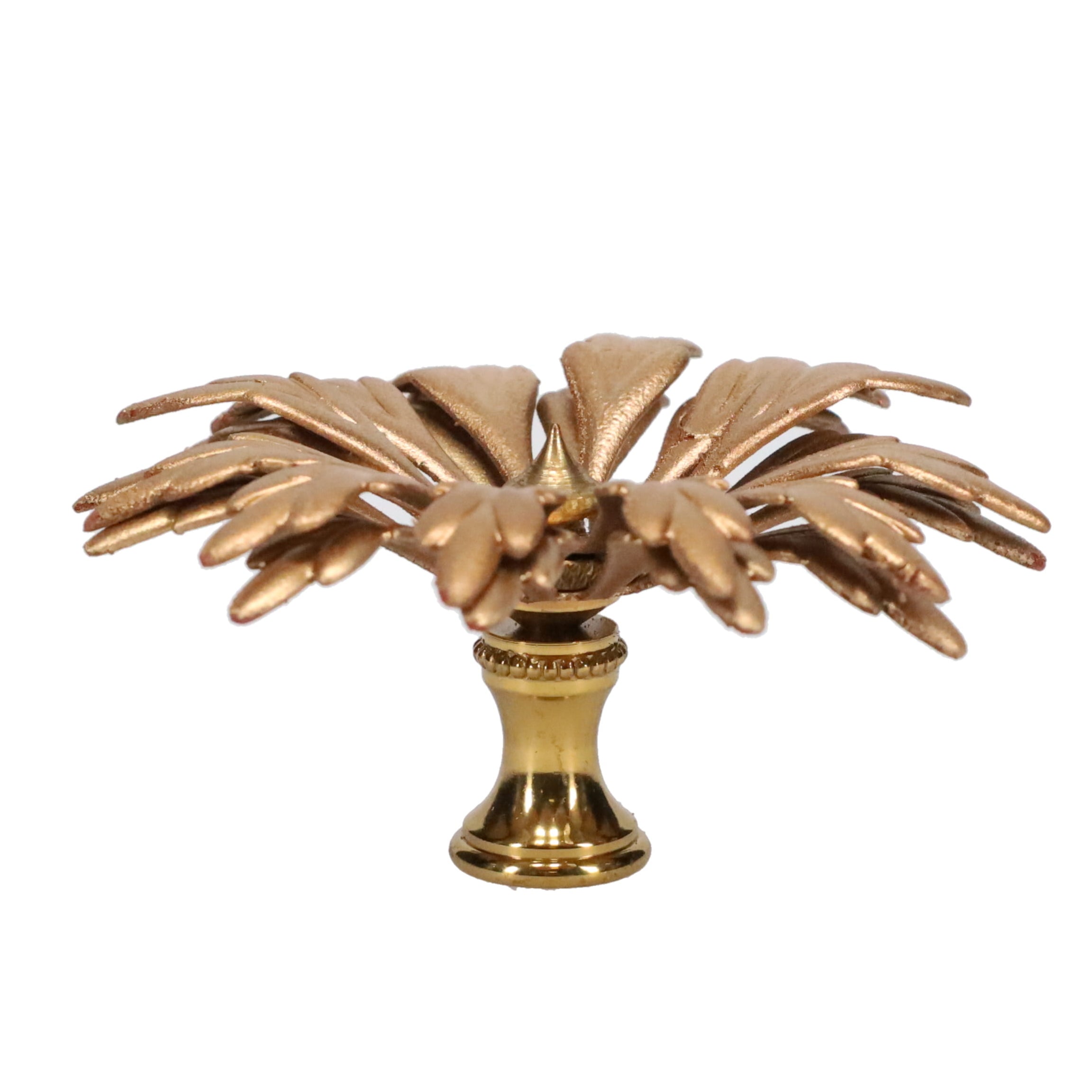 1-3/8" Tall Brass Finial, 3" Diam. Gold Flower Petal Bloom, 1/4-27F Tap (15213)