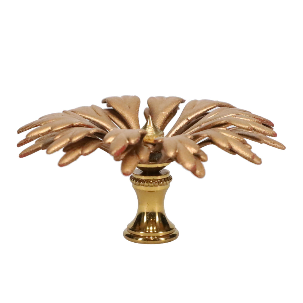 1-3/8" Tall Brass Finial, 3" Diam. Gold Flower Petal Bloom, 1/4-27F Tap (15213)