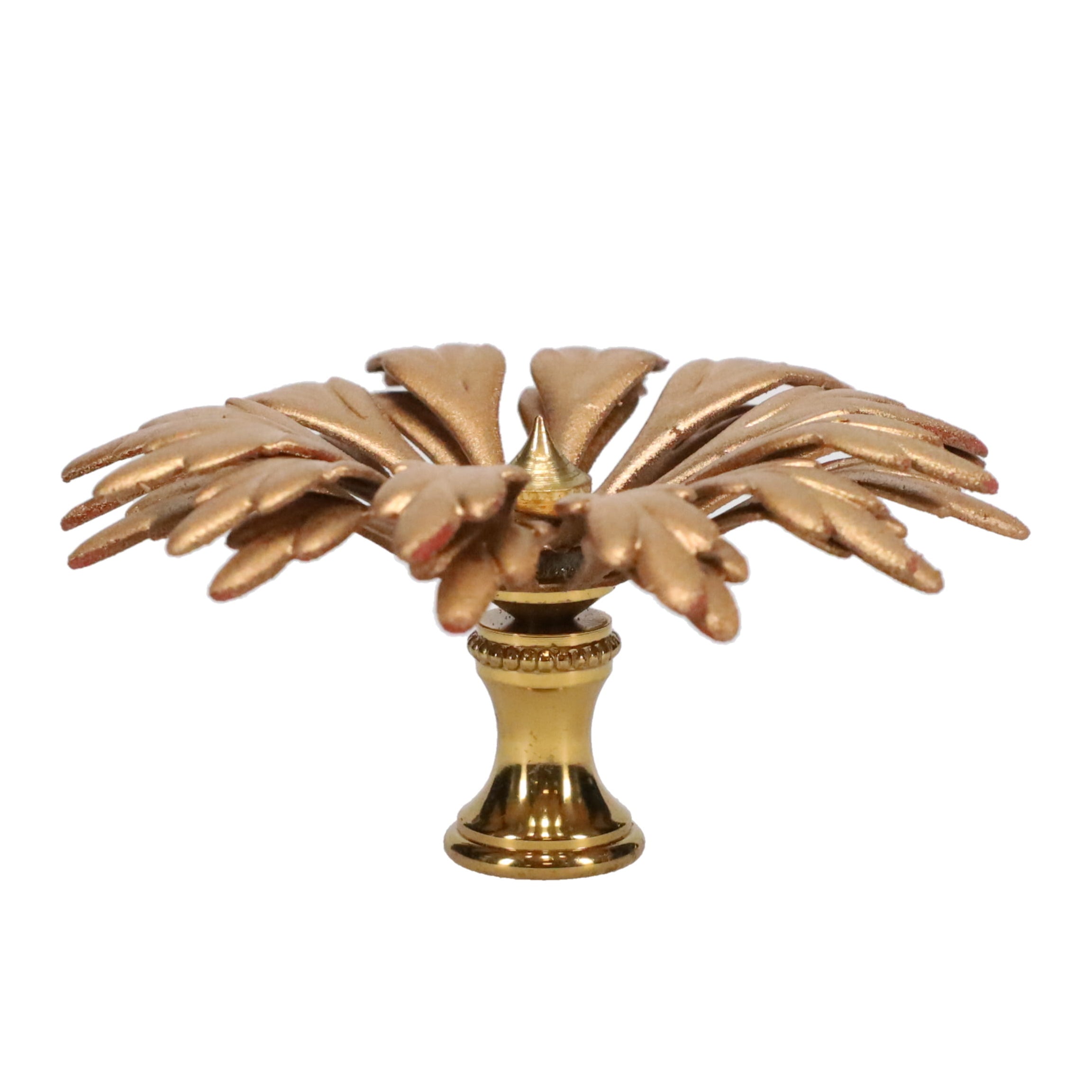 1-3/8" Tall Brass Finial, 3" Diam. Gold Flower Petal Bloom, 1/4-27F Tap (15213)