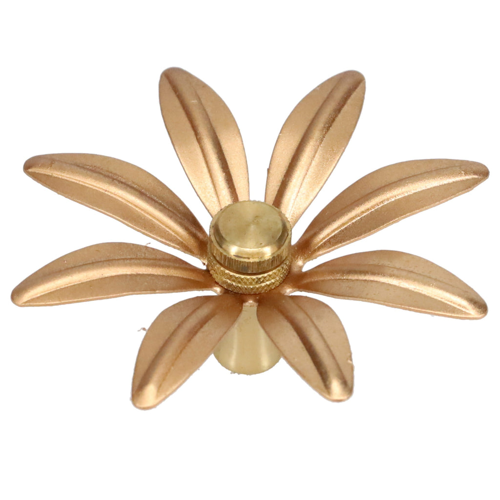 1-1/4" Tall Brass Finial, 3-1/4" Diam. Gold Flower Petal Bloom, 1/4-27F Tap (15214)