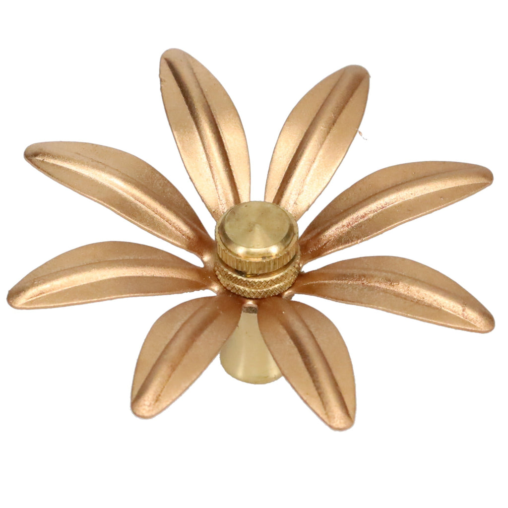 1-1/4" Tall Brass Finial, 3-1/4" Diam. Gold Flower Petal Bloom, 1/4-27F Tap (15214)