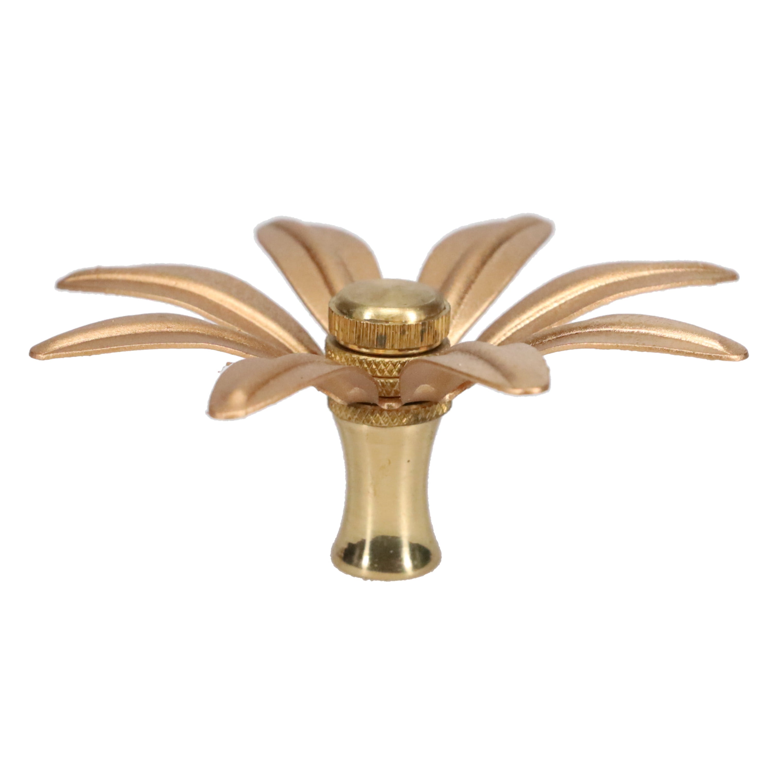 1-1/4" Tall Brass Finial, 3-1/4" Diam. Gold Flower Petal Bloom, 1/4-27F Tap (15214)