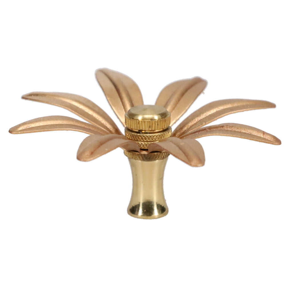 1-1/4" Tall Brass Finial, 3-1/4" Diam. Gold Flower Petal Bloom, 1/4-27F Tap (15214)