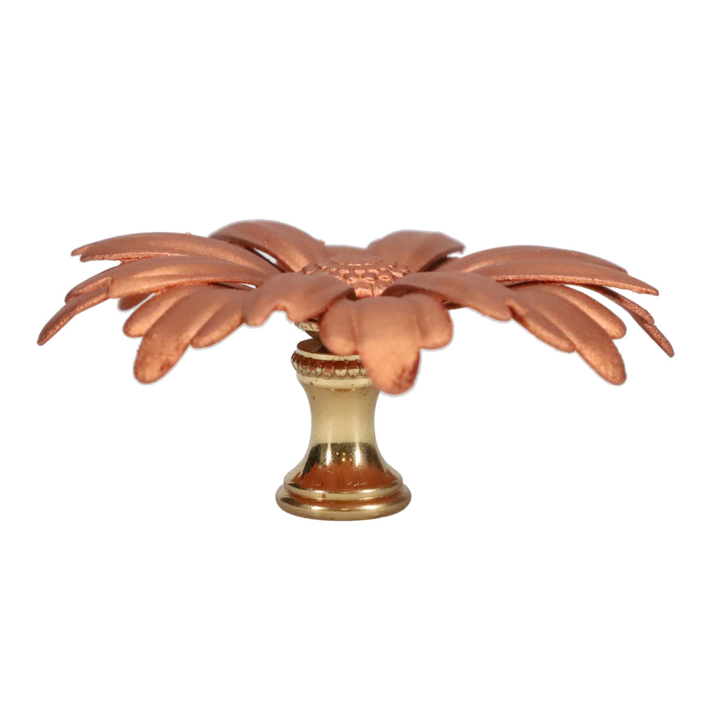 1-1/8" Tall Brass Finial, 2-7/8" Diam. Antique Gold Flower Petal Bloom, 1/4-27F Tap (15215AG)
