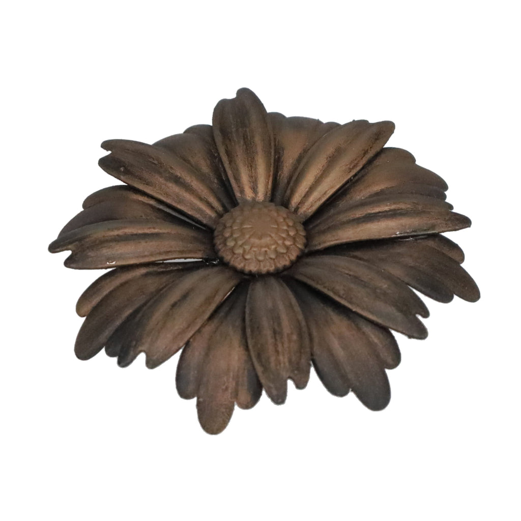 1-1/8" Tall Brass Finial, 2-7/8" Diam. Black Gold Flower Petal Bloom, 1/4-27F Tap (15215BG)