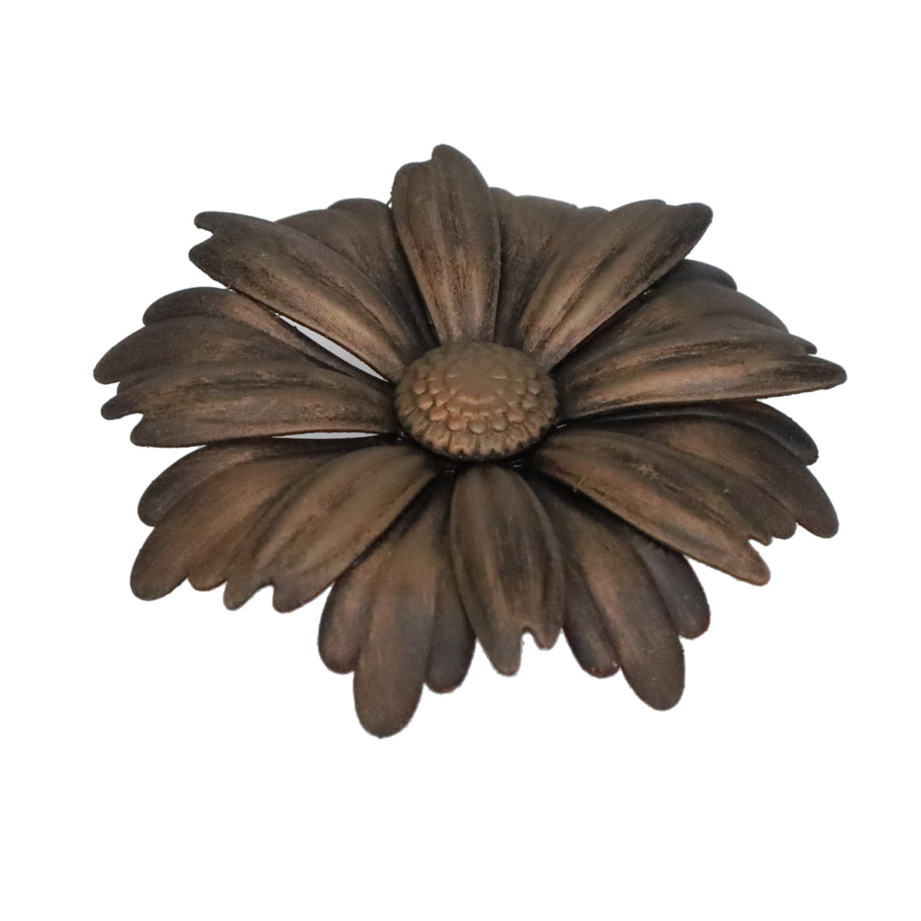 1-1/8" Tall Brass Finial, 2-7/8" Diam. Black Gold Flower Petal Bloom, 1/4-27F Tap (15215BG)