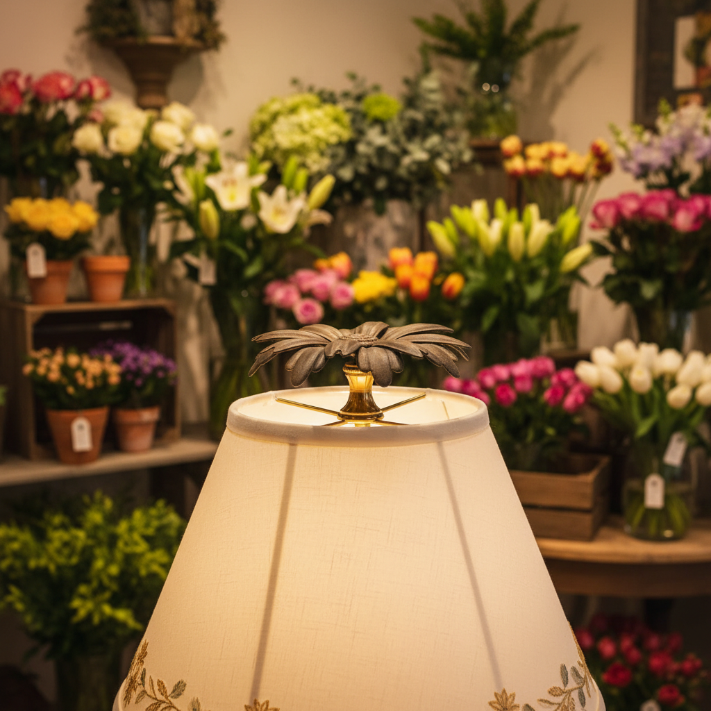 1-1/8" Tall Brass Finial, 2-7/8" Diam. Black Gold Flower Petal Bloom, 1/4-27F Tap (15215BG)