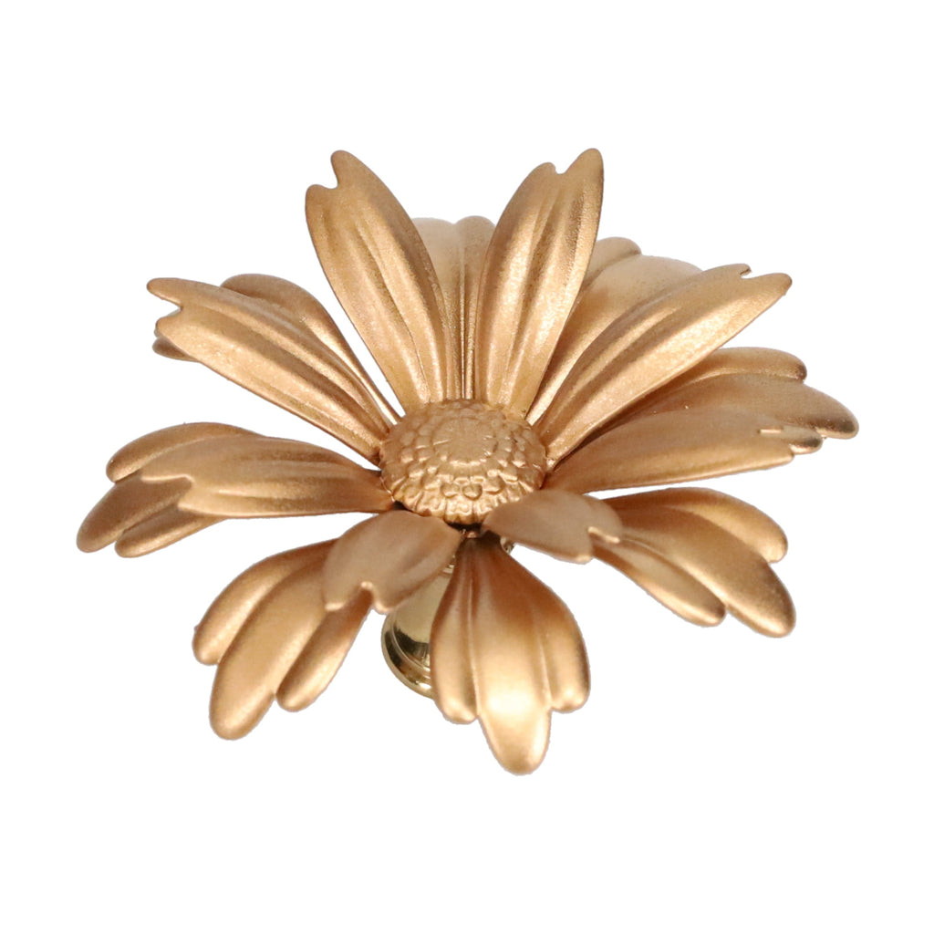 1-1/8" Tall Brass Finial, 2-7/8" Diam. Gold Flower Petal Bloom, 1/4-27F Tap (15215G)