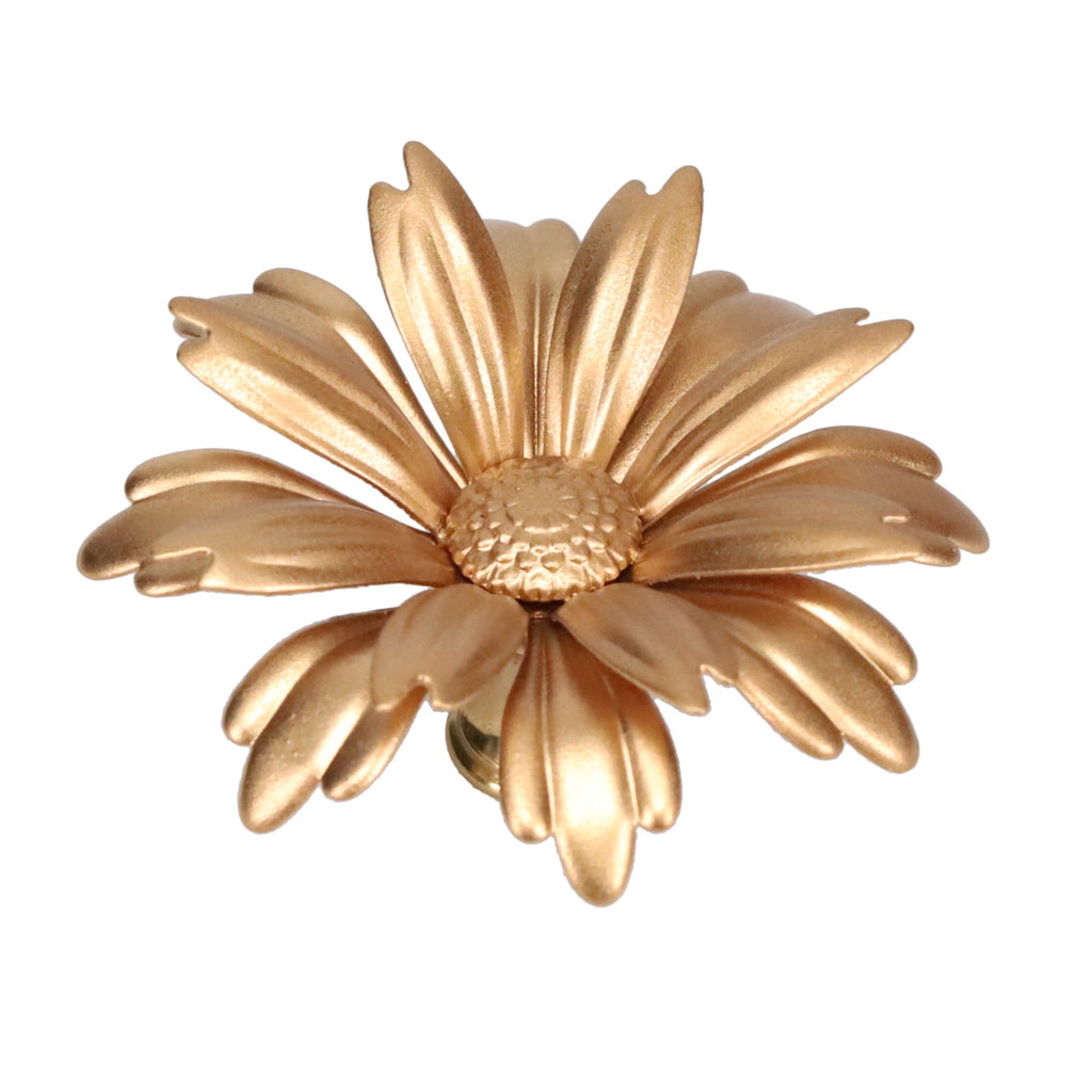 1-1/8" Tall Brass Finial, 2-7/8" Diam. Gold Flower Petal Bloom, 1/4-27F Tap (15215G)