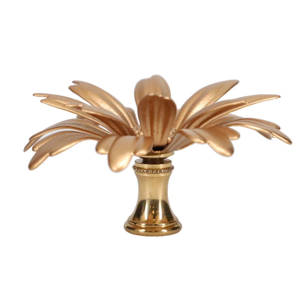 1-1/8" Tall Brass Finial, 2-7/8" Diam. Gold Flower Petal Bloom, 1/4-27F Tap (15215G)