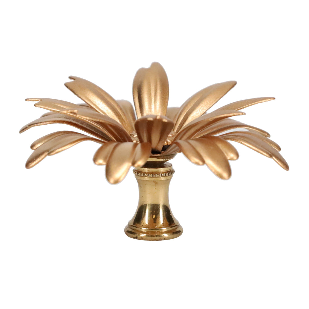 1-1/8" Tall Brass Finial, 2-7/8" Diam. Gold Flower Petal Bloom, 1/4-27F Tap (15215G)