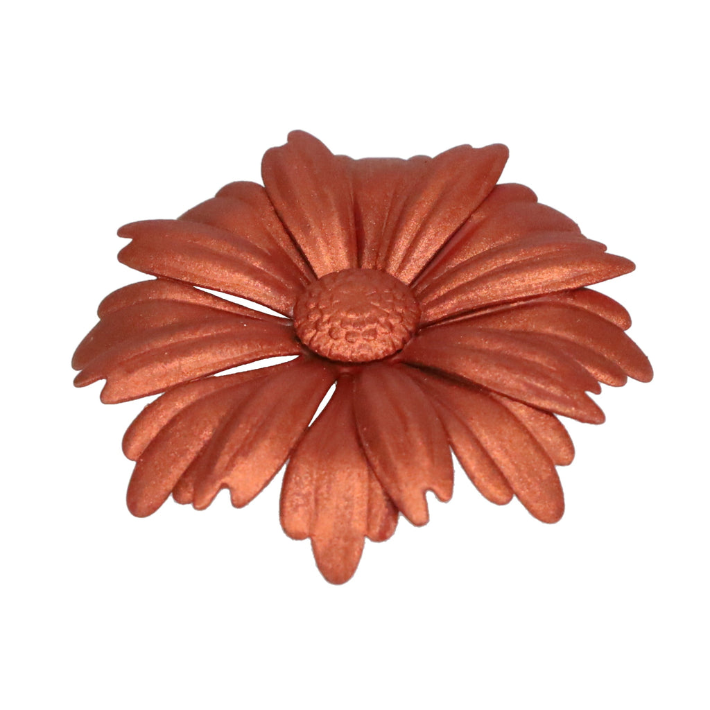 1-1/8" Tall Brass Finial, 2-7/8" Diam. Rust Color Flower Petal Bloom, 1/4-27F Tap (15215R)