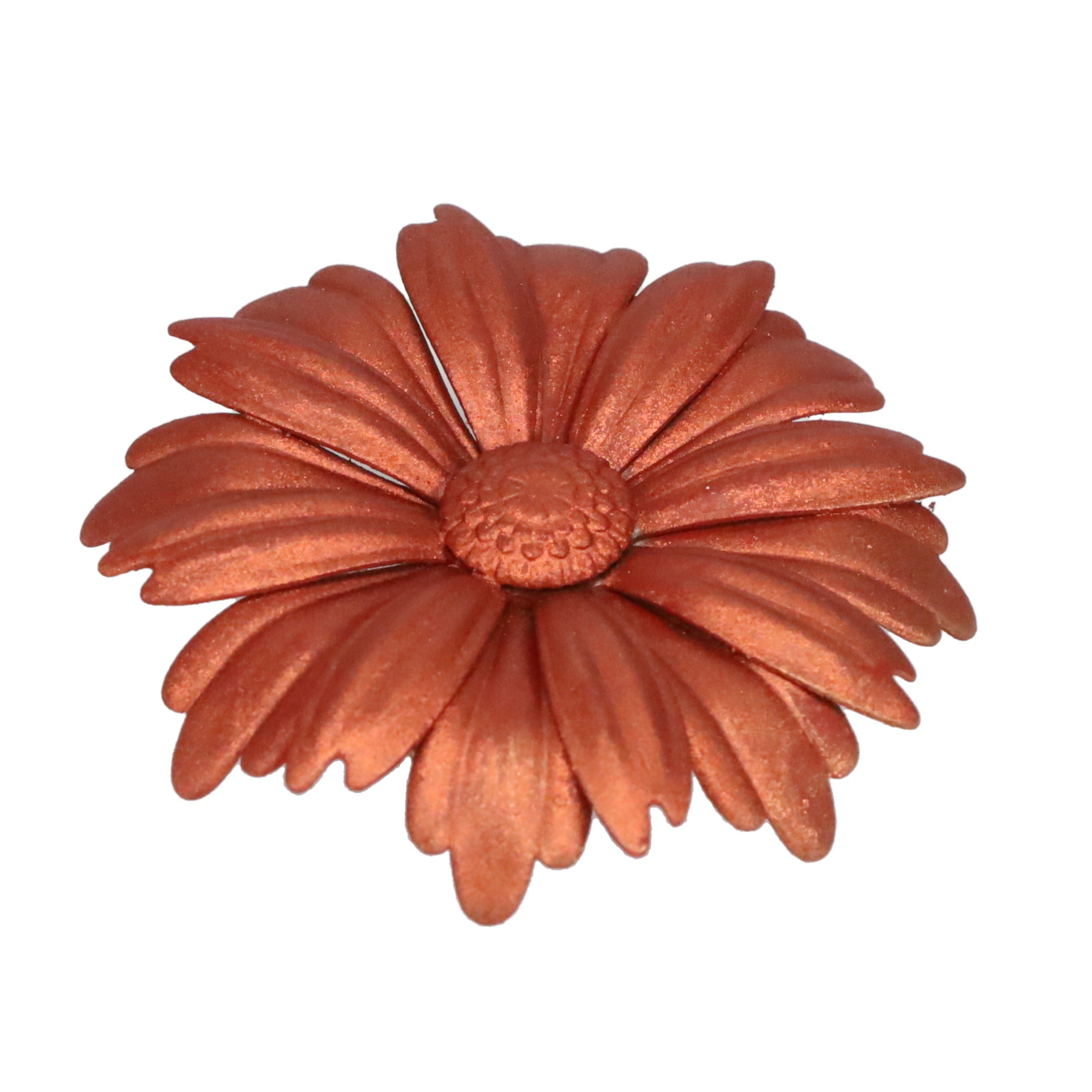 1-1/8" Tall Brass Finial, 2-7/8" Diam. Rust Color Flower Petal Bloom, 1/4-27F Tap (15215R)