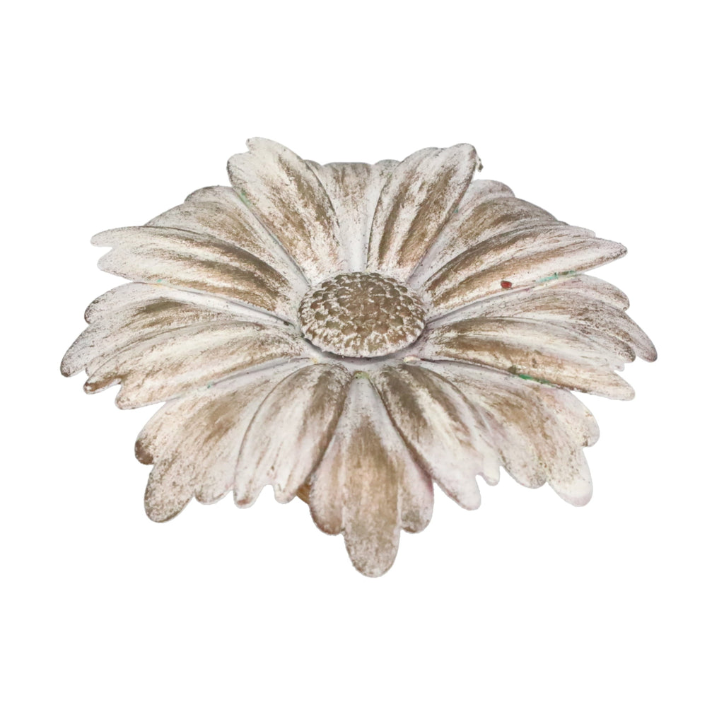 1-1/8" Tall Brass Finial, 2-7/8" Diam. White Gold Flower Petal Bloom, 1/4-27F Tap (15215WHG)