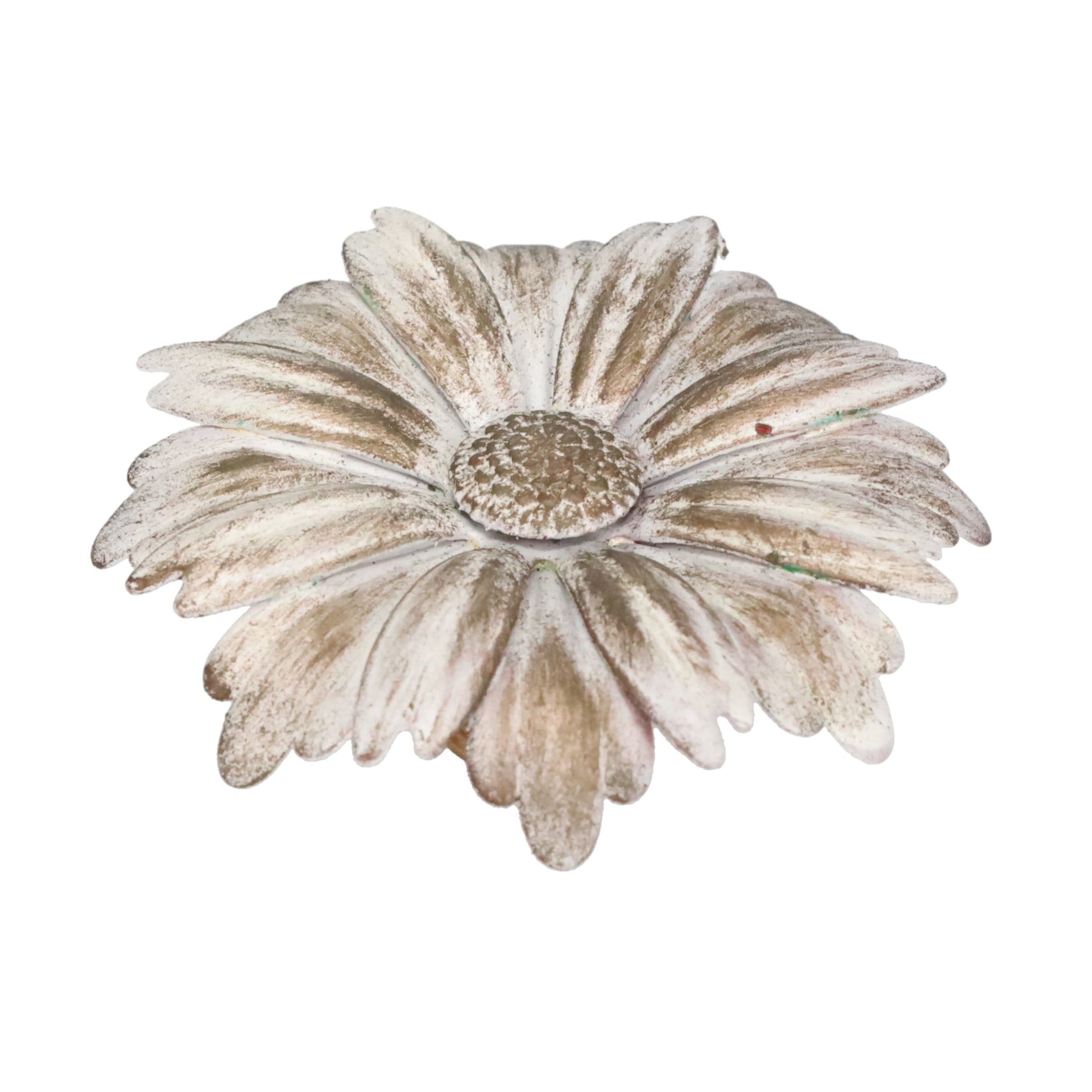 1-1/8" Tall Brass Finial, 2-7/8" Diam. White Gold Flower Petal Bloom, 1/4-27F Tap (15215WHG)
