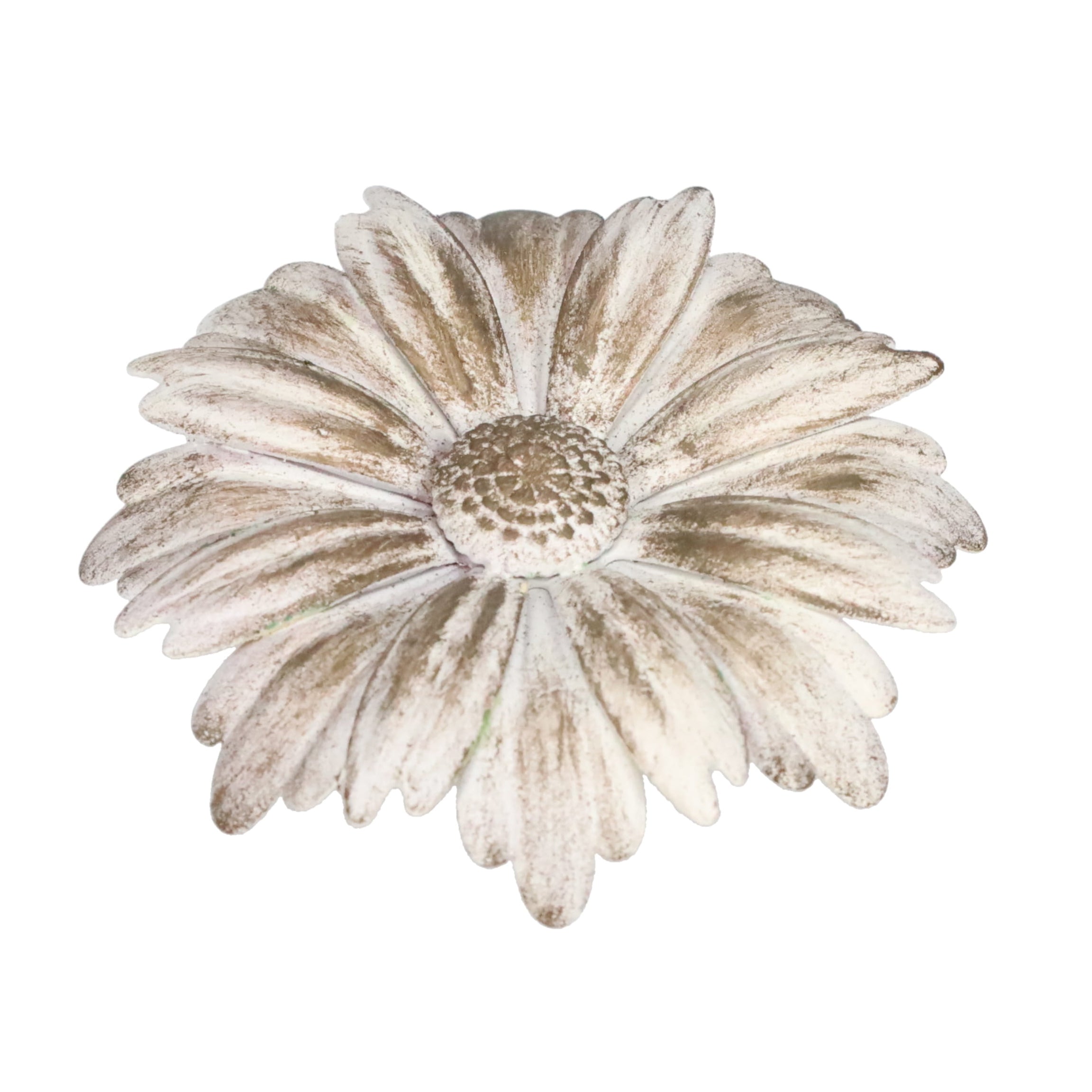 1-1/8" Tall Brass Finial, 2-7/8" Diam. White Gold Flower Petal Bloom, 1/4-27F Tap (15215WHG)