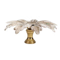 1-1/8" Tall Brass Finial, 2-7/8" Diam. White Gold Flower Petal Bloom, 1/4-27F Tap (15215WHG)