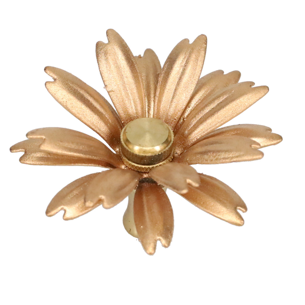 1-1/2" Tall Brass Finial, 2-3/4" Diam. Gold Flower Petal Bloom, 1/4-27F Tap (15216)