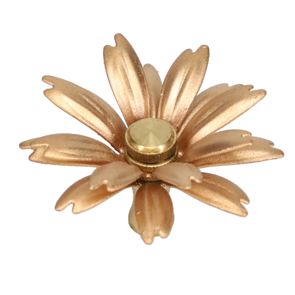 1-1/2" Tall Brass Finial, 2-3/4" Diam. Gold Flower Petal Bloom, 1/4-27F Tap (15216)