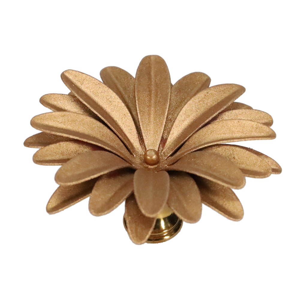 1-1/2" Tall Brass Finial, 2-1/2" Diam. Gold Flower Petal Bloom, 1/4-27F Tap (15217G)