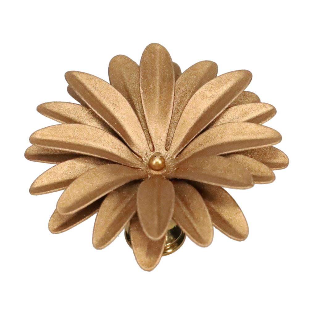 1-1/2" Tall Brass Finial, 2-1/2" Diam. Gold Flower Petal Bloom, 1/4-27F Tap (15217G)