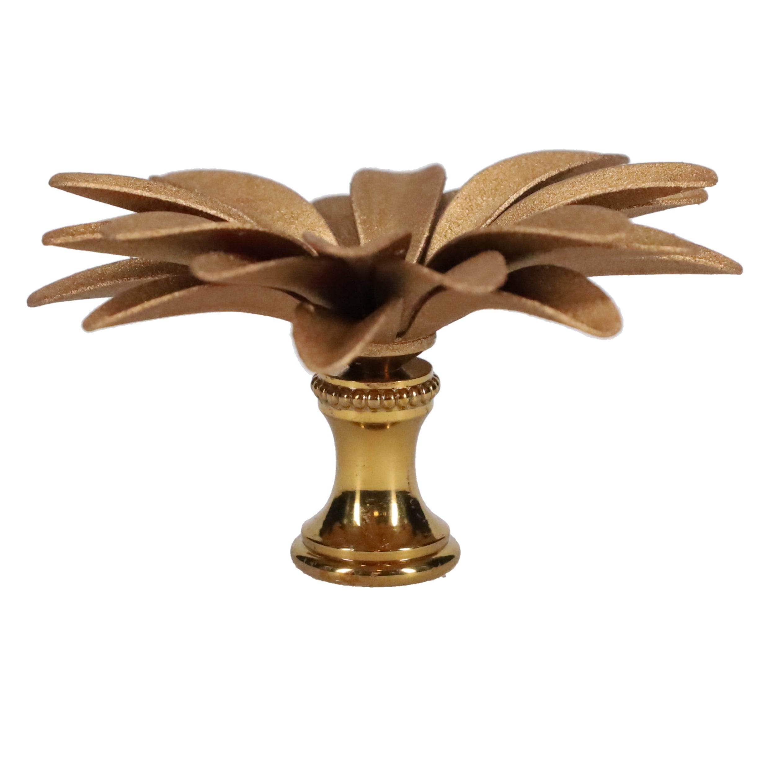 1-1/2" Tall Brass Finial, 2-1/2" Diam. Gold Flower Petal Bloom, 1/4-27F Tap (15217G)