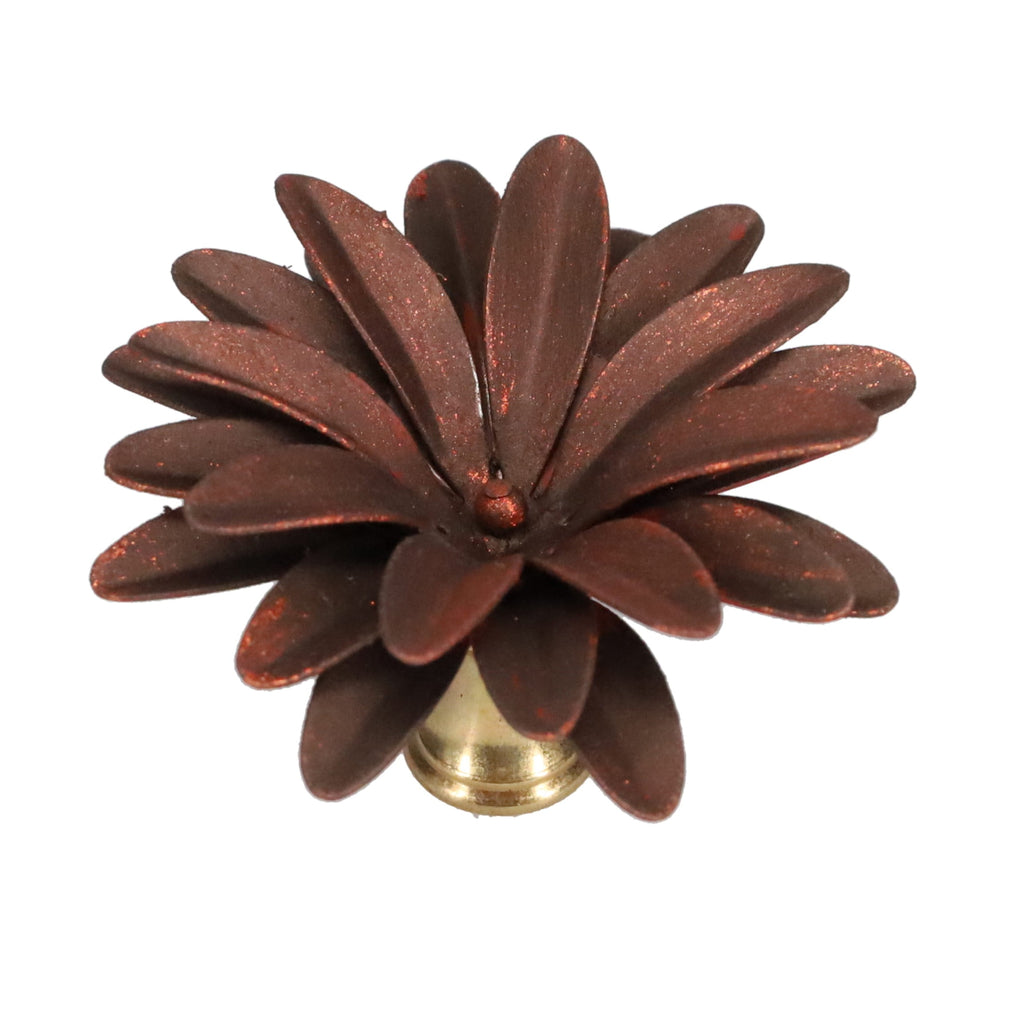 1-1/2" Tall Brass Finial, 2-1/2" Diam. Copper Flower Petal Bloom, 1/4-27F Tap (15217MC)