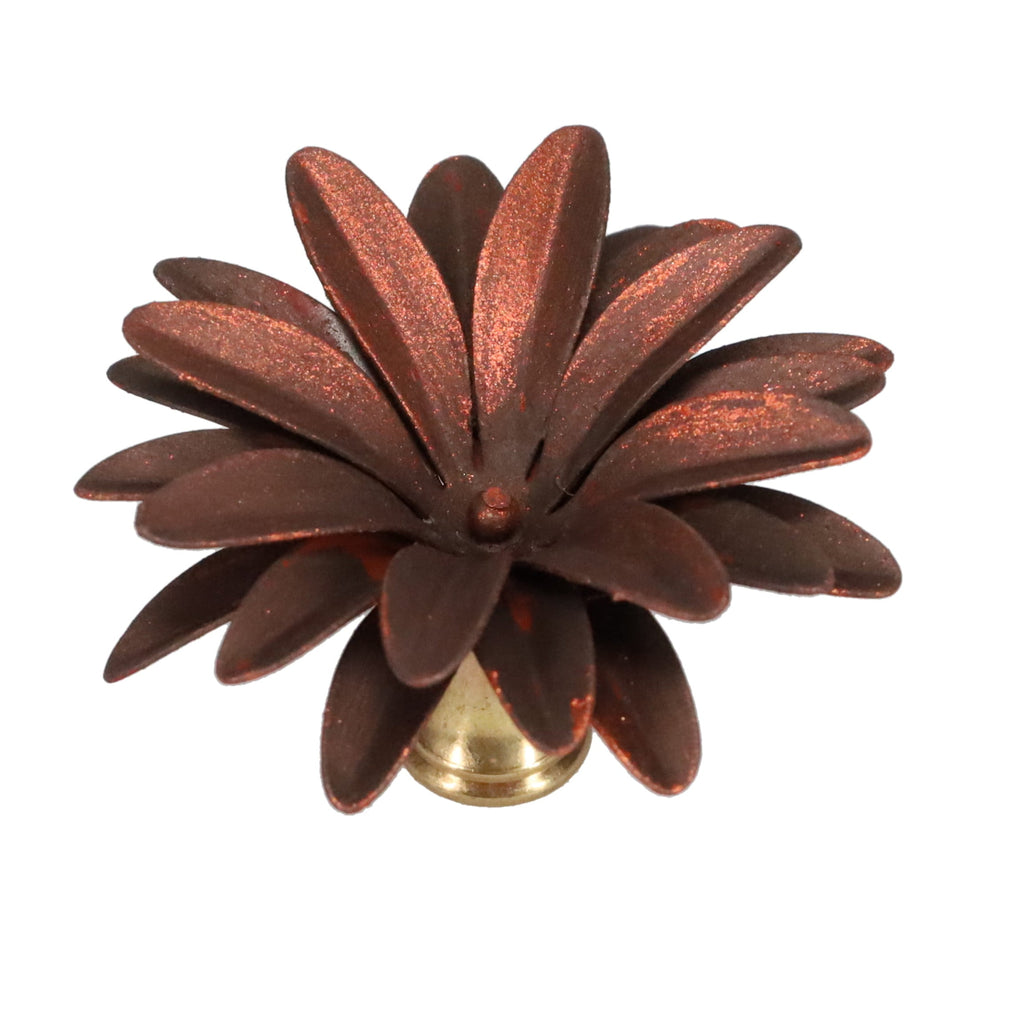 1-1/2" Tall Brass Finial, 2-1/2" Diam. Copper Flower Petal Bloom, 1/4-27F Tap (15217MC)