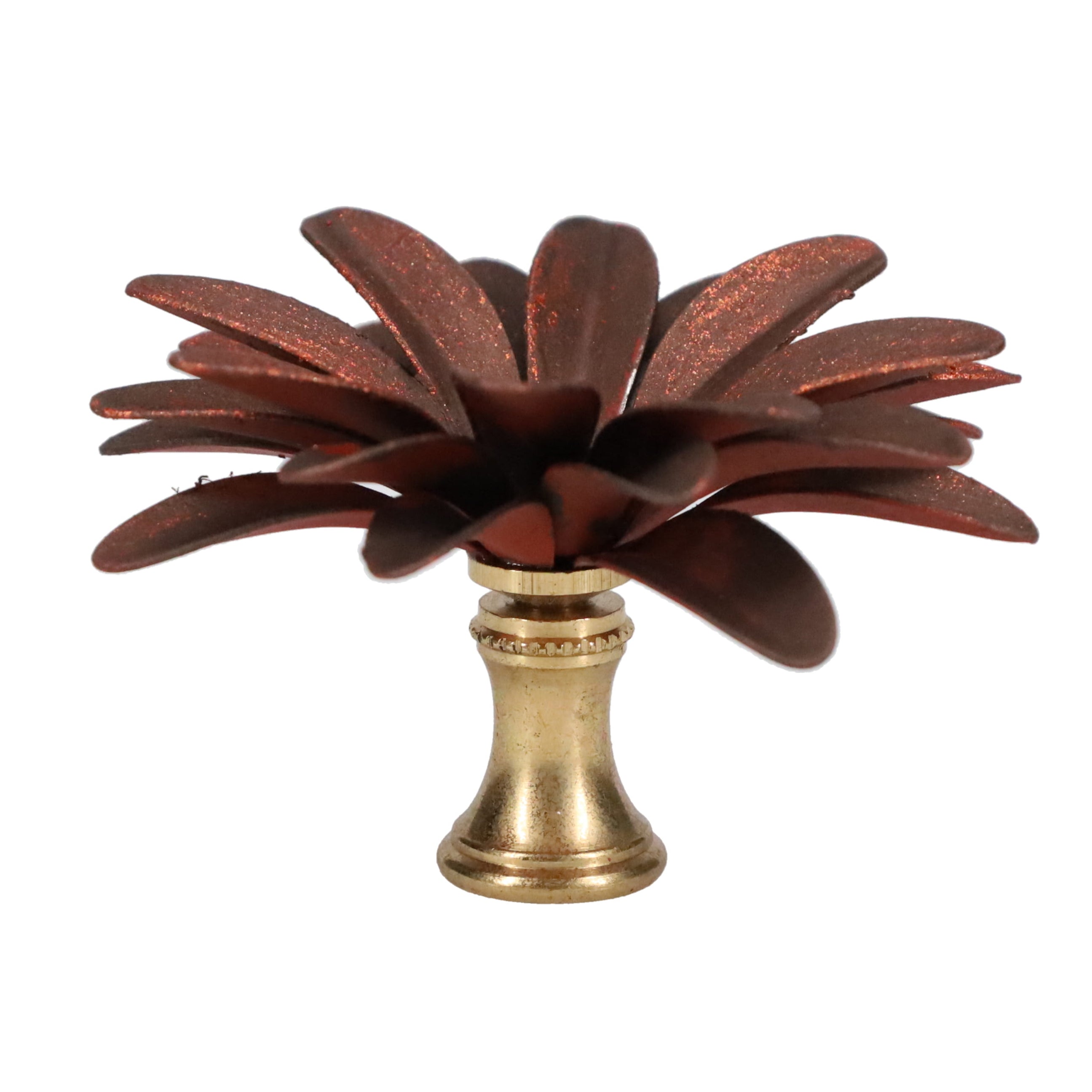 1-1/2" Tall Brass Finial, 2-1/2" Diam. Copper Flower Petal Bloom, 1/4-27F Tap (15217MC)