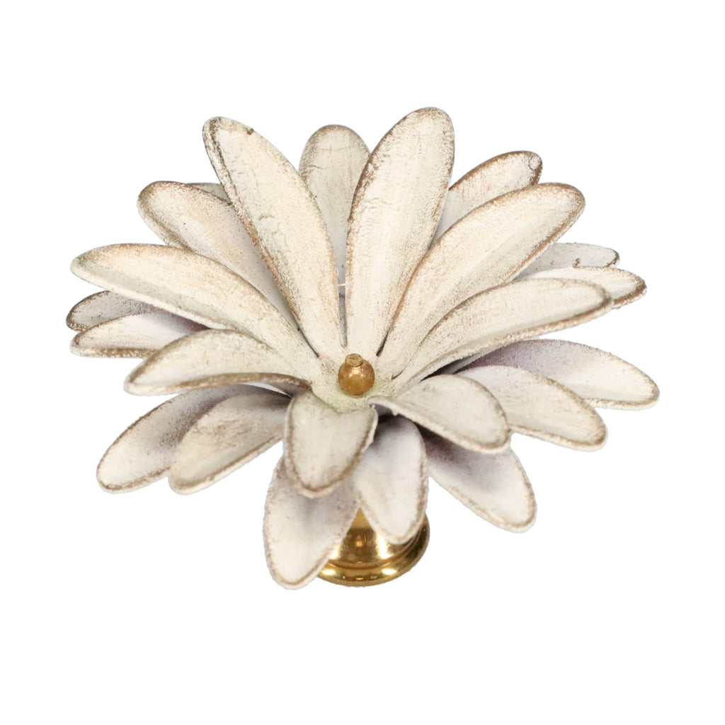 1-1/2" Tall Brass Finial, 2-1/2" Diam. White Gold Flower Petal Bloom, 1/4-27F Tap (15217WHG)