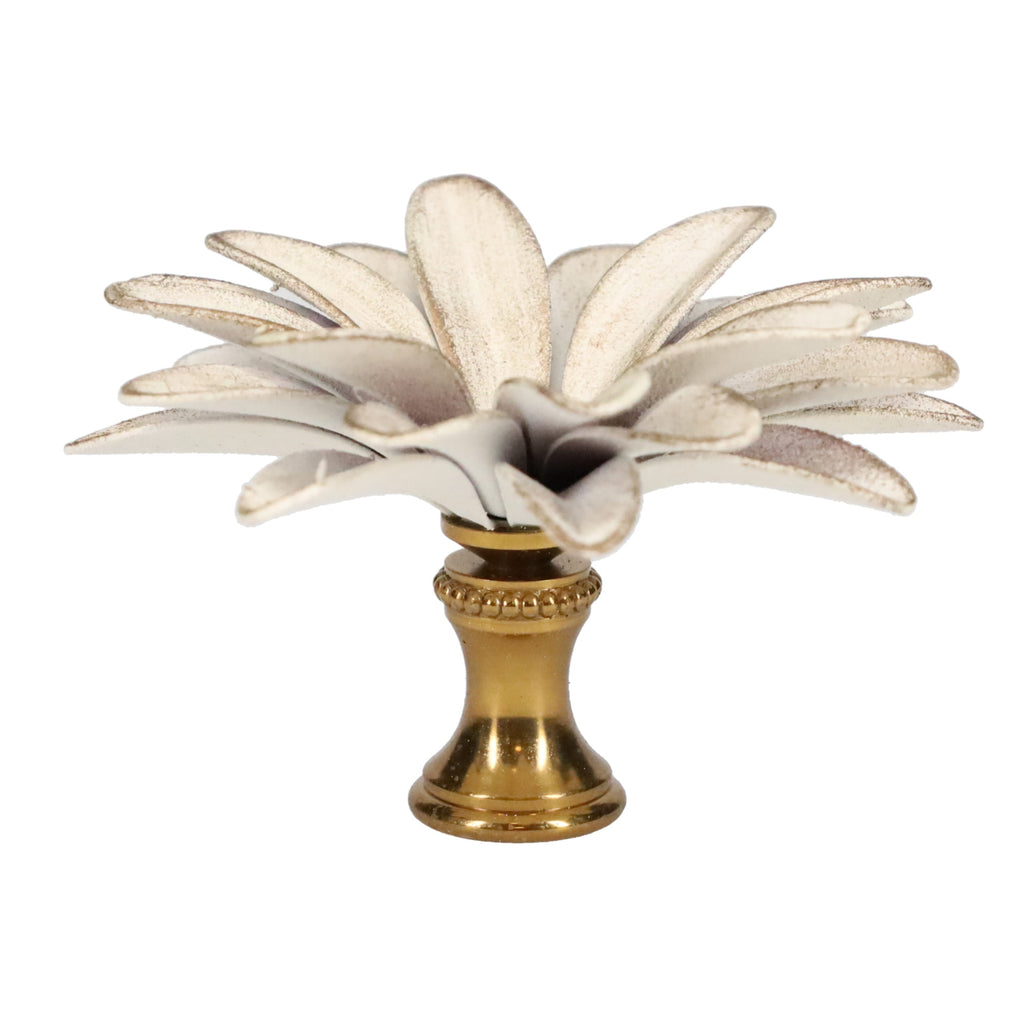 1-1/2" Tall Brass Finial, 2-1/2" Diam. White Gold Flower Petal Bloom, 1/4-27F Tap (15217WHG)
