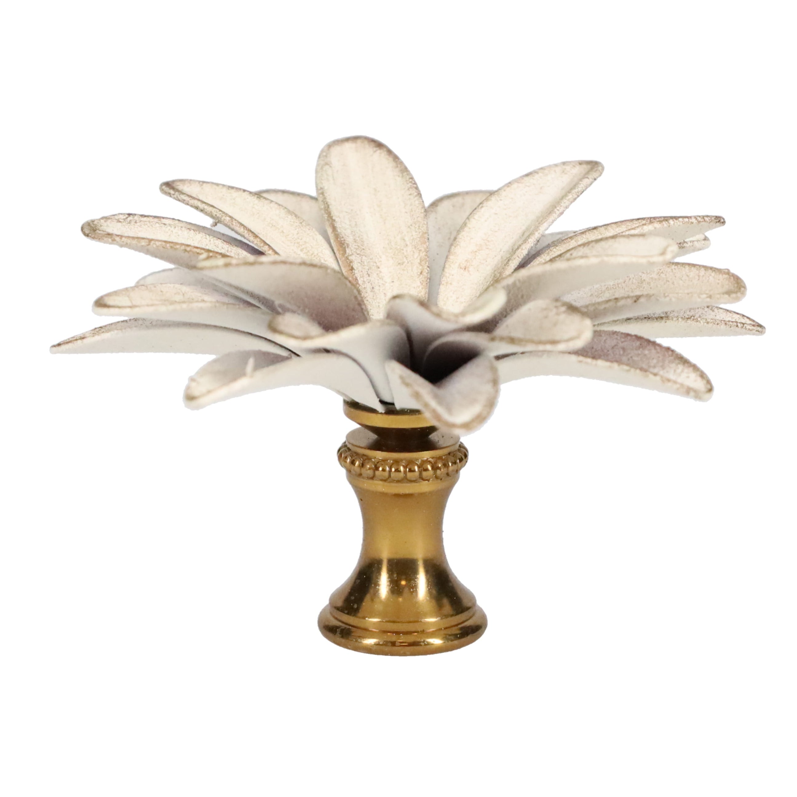 1-1/2" Tall Brass Finial, 2-1/2" Diam. White Gold Flower Petal Bloom, 1/4-27F Tap (15217WHG)